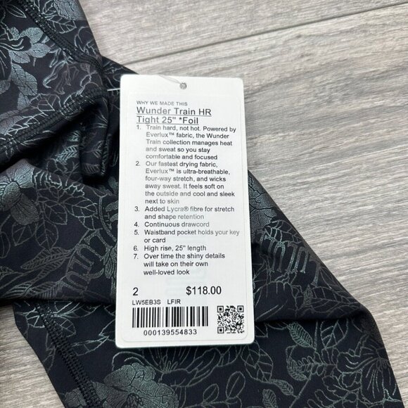 Lululemon Womens Leggings Wunder Train High Rise 25 Black Iridescent Foil Size 2 - Picture 3 of 12